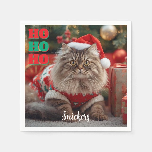 Spaß Maine Coon Weihnachten Weihnachten Personalis Serviette (Vorderseite)