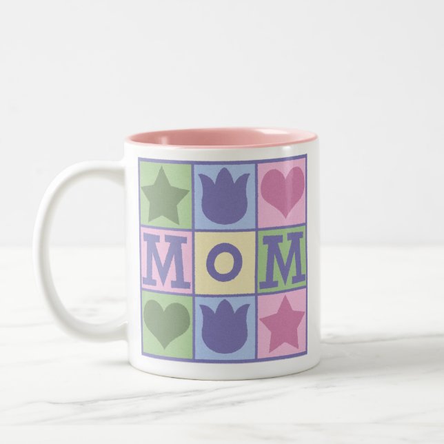 Spaß-Mama-Steppdecke quadriert rosa Zwei-Ton Tasse (Links)