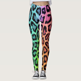 Spaß Mehrfarbiger Leoparddruck Leggings