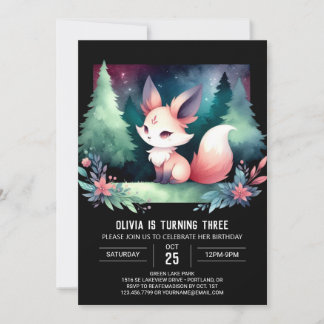 Spaß Minimalistisch Fox Geburtstag digital Einladung