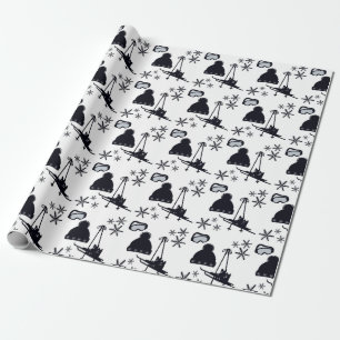 Spaß, minimalistisch, Skisportdesigns auf weißem H Geschenkpapier