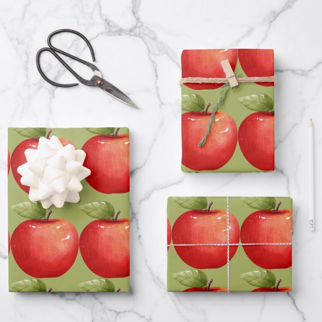 Spaß mit Frucht Red Apfel Geschenkpapier Set (Vorderseite)