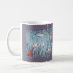 Spaß mit Kreidefisch im Aquarellstil Tasse