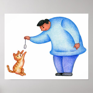 Spaß mit meiner geliebten Katze. Poster