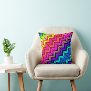[Spaß mit Streifen] Muster #7a Regenbogen-Geometri Kissen