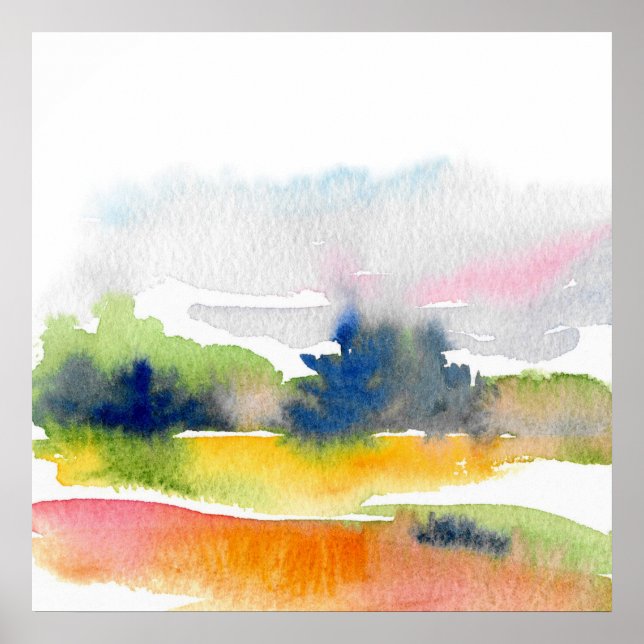 'Spaß mit Wasserfarben-Pinselstrichen' Abstrakt Poster (Vorne)