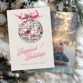 Spaß Moderne Disco Ball Ornament Glücklichstes Fot Feiertagskarte