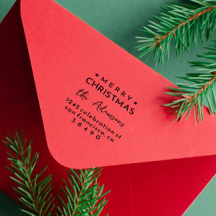 Spaß Moderne frohe Weihnachtsfamilie Rücksendeadre Gummistempel