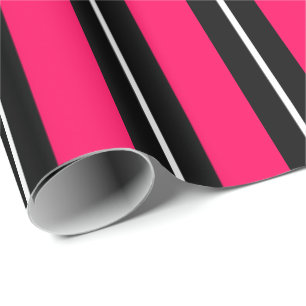 Spaß & moderne heiße rosa, schwarze & weiße Streif Geschenkpapier