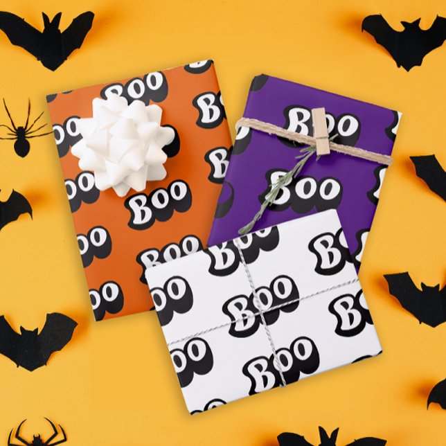 Spaß Moderner Boo farbenfroher Halloween Night Typ Geschenkpapier Set (Von Creator hochgeladen)