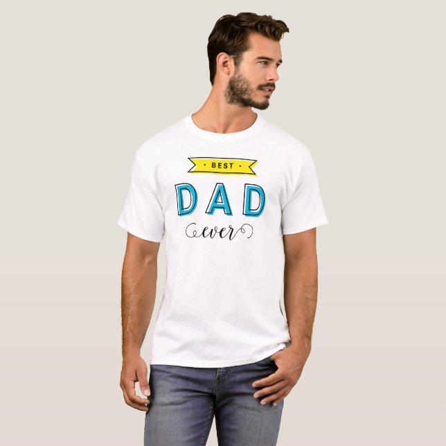 Spaß-moderner bunter blauer gelber bester Vater T-Shirt (Vorne ganz)