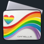 Spaß Moderner LGBT-Pride-Regenbogen-Personalisiert Laptopschutzhülle<br><div class="desc">Dieses moderne Design zeichnet sich durch ein farbenprächtiges Regenbogenherz und eine Welle von Regenbogenpapieren aus. Ihr personalisierter Name ist unten. Personalisieren Sie diese, indem Sie den Text in dem dafür vorgesehenen Textfeld bearbeiten. #lgbt #pride #lesbian #gay #personalisiert #personalizegifts #lgbtgifts #heart #Liebe #loveislove #quality #transgender #electronics #gift #giftes #laptopsleeves #officesupps #schoolsupplies...</div>