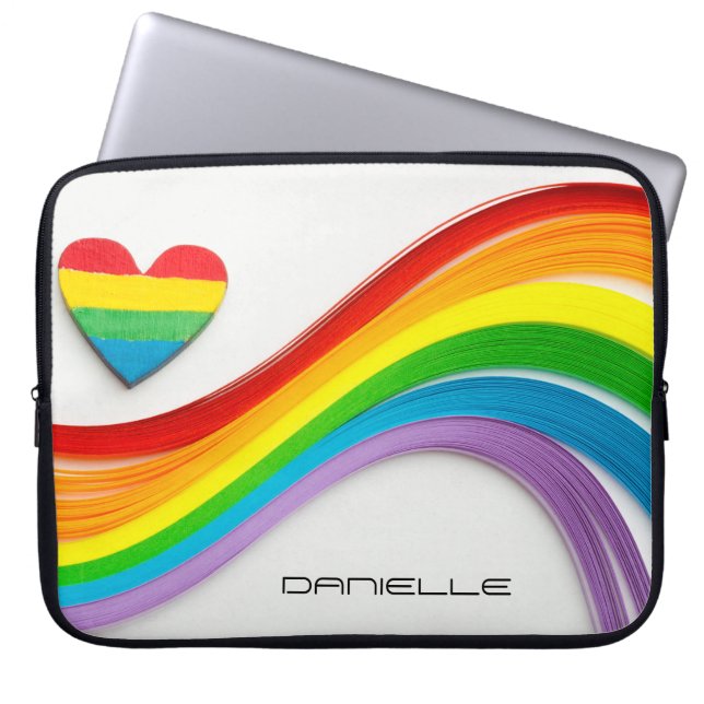 Spaß Moderner LGBT-Pride-Regenbogen-Personalisiert Laptopschutzhülle (Vorderseite)