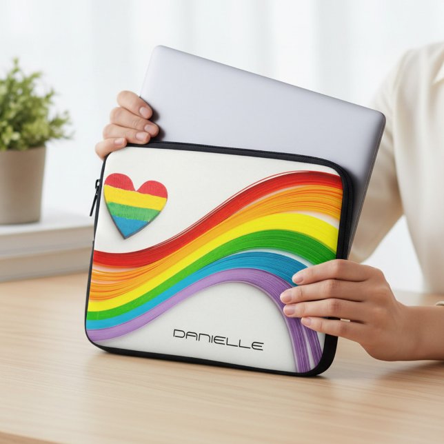 Spaß Moderner LGBT-Pride-Regenbogen-Personalisiert Laptopschutzhülle (Von Creator hochgeladen)