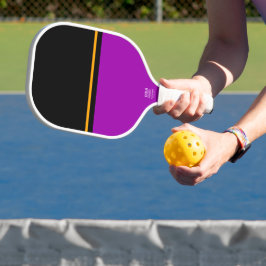 Spaß Moderner Lila schwarzer Farbblock Gelber Stre Pickleball Schläger