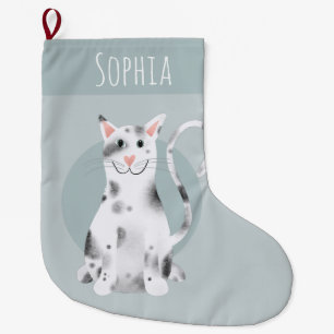 Spaß Moderner Niedlicher Schwarz-Weiß-Katze Cart Großer Weihnachtsstrumpf