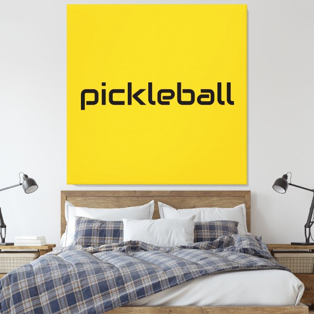 Spaß Moderner schwarzer PICKLEBALL-Text auf hellge Leinwanddruck (Insitu (Schlafzimmer))