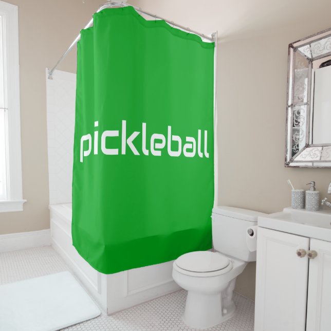 Spaß Moderner weißer PICKLEBALL-Text auf hellgrün Duschvorhang (Beispiel)