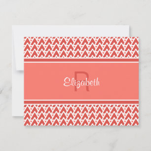 Spaß Monogramm Korallenrot Geometrisches Winkel Mu Mitteilungskarte