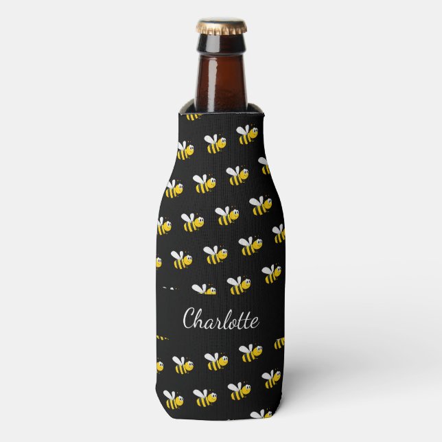 Spaß-Monogramm-Skript für Schwarze Bienen Flaschenkühler (Flaschenvorderseite)