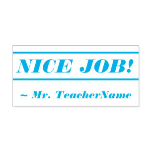 Spaß "NICE JOB!" + Teacher's Name Rubber Briefmark Permastempel