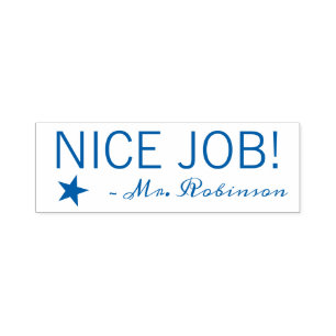 Spaß "NICE JOB!" + Tutor Name Rubber Briefmarke Permastempel