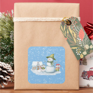 Spaß Niedlich frohe Weihnachten Weihnachten Urlaub Quadratischer Aufkleber