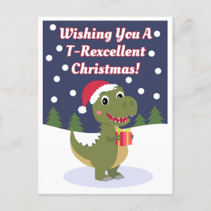Spaß Niedlich T-rex Weihnachts-Grußkarte Postkarte