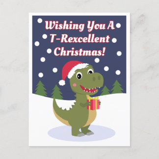 Spaß Niedlich T-rex Weihnachts-Grußkarte Postkarte