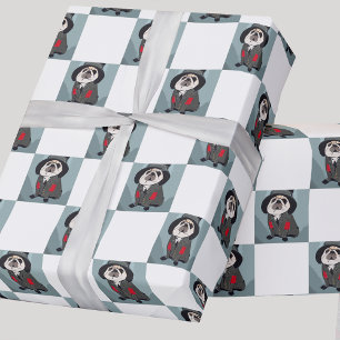 Spaß Niedlich Türkis Sherlock Mops Weihnachtsfeier Geschenkpapier