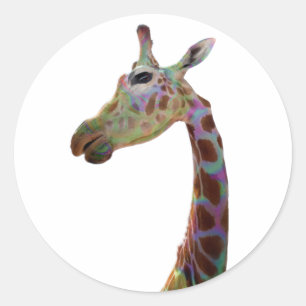 Spaß niedliche Giraffe Runder Aufkleber
