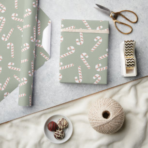 Spaß Niedliche grüne Pastel Candy Cane Weihnachten Geschenkpapier