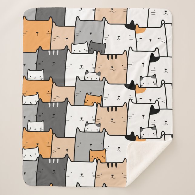 Spaß Niedliche Katze Kätzchen Haustiere Tiere Cart Sherpadecke (Vorderseite)