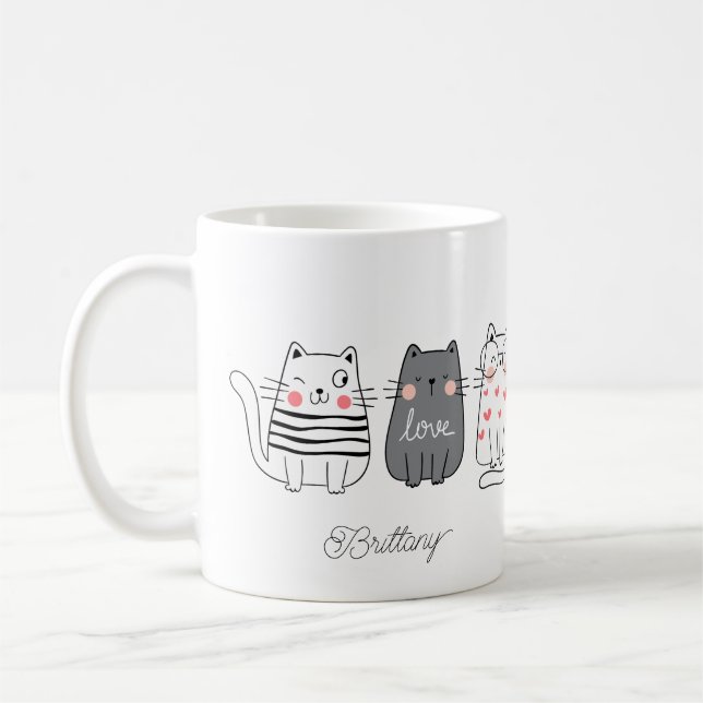 Spaß Niedliche Katzen Crazy Katze Lady Name Kaffeetasse (Links)