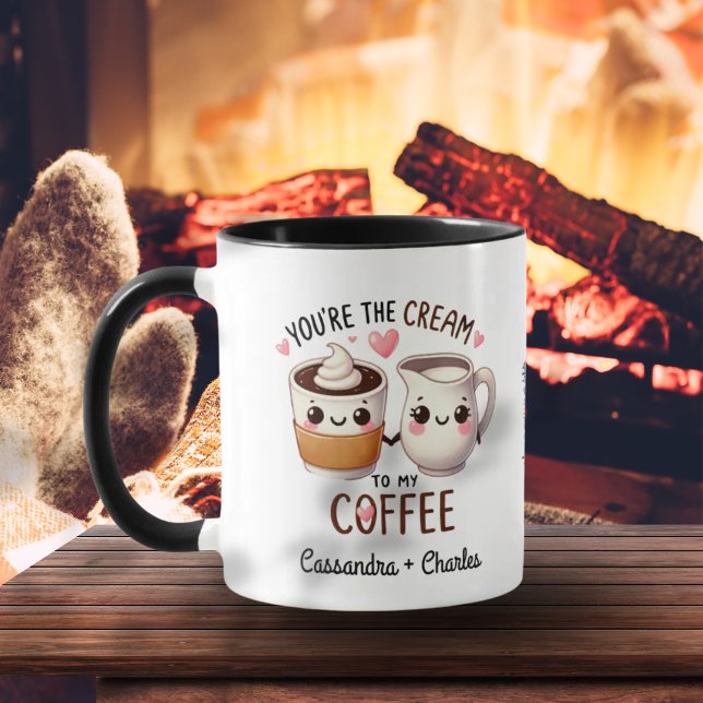 Spaß & Niedliche Paare "Cream to My Coffee" Tasse (Fun & Cute Couples "Cream to My Coffee" Mug)