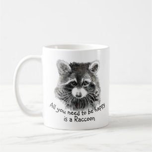 Spaß Niedliche Wasserfarbe Raccoon fröhlich Inspir Kaffeetasse