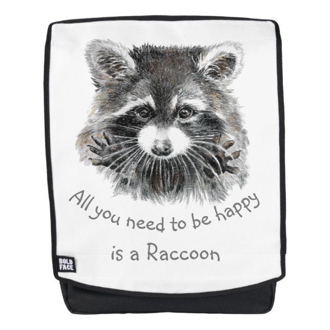 Spaß Niedliche Wasserfarbe Raccoon fröhlich Inspir Rucksack (Vorderseite)