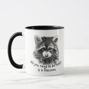 Spaß Niedliche Wasserfarbe Raccoon fröhlich Inspir Tasse