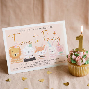 Spaß Niedlicher Baby Party Tiere Geburtstag Einladung