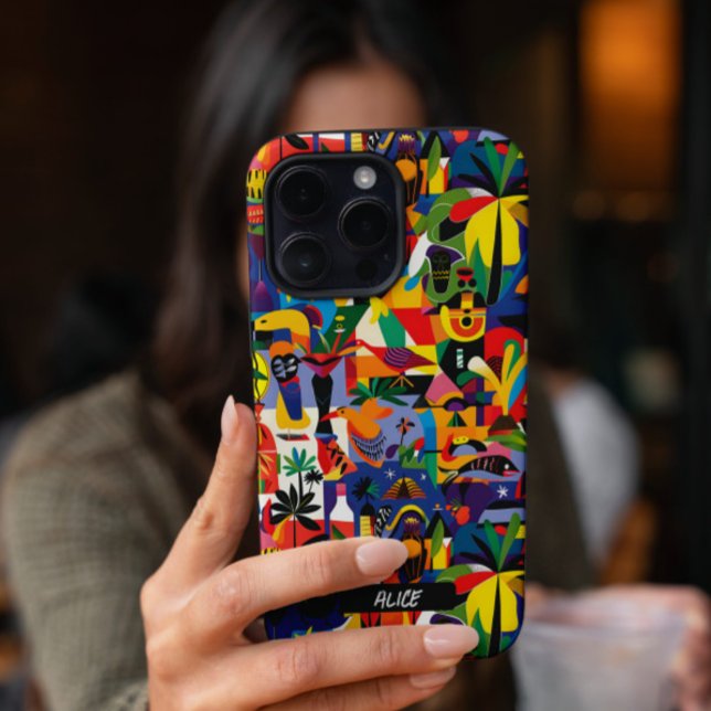 Spaß Niedlicher Cartoon Kunst Doodle Custom Case-Mate iPhone Hülle (Super fun and cute colorful art doodle pattern design with custom name phone case)