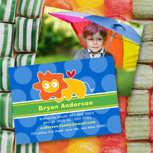 Spaß Niedlicher Cartoon Löwenfarbiges Kid's Profil Telefonnummerkarte