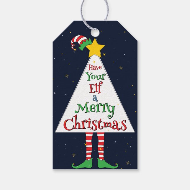 Spaß Niedlicher Elf Pun "Haben Sie Ihren Elf ein f Geschenkanhänger (Vorderseite)