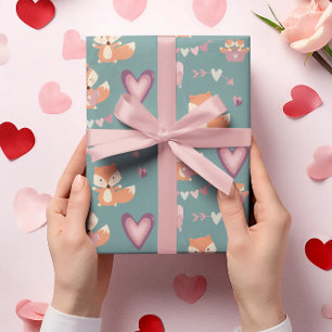 Spaß Niedlicher Fox Herz Valentinstag Geschenkpapier