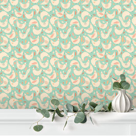 Spaß Niedliches rosa grünes Landhühnchen Tapete