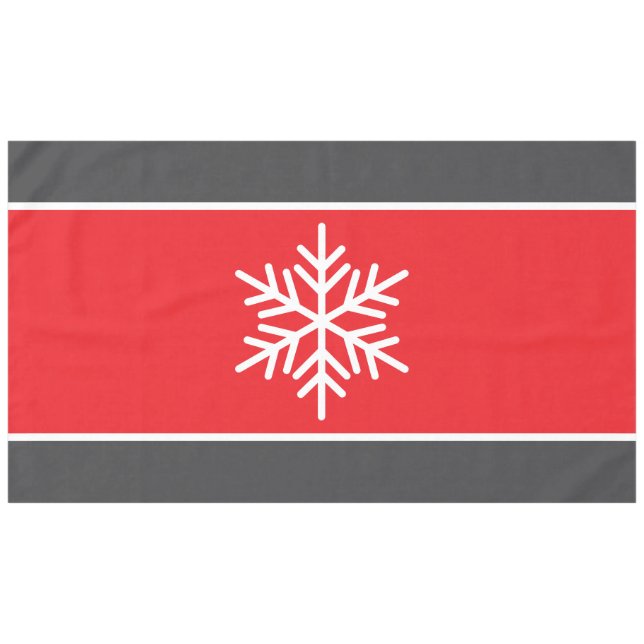 Spaß Nordic White Snowflake Helle Rot Grau Streife Tischdecke (Vorderseite (Horizontal))