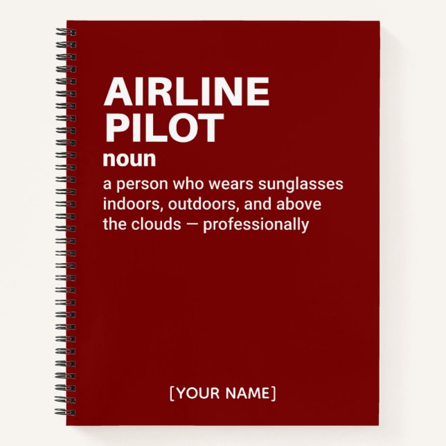Spaß-Notebook für Airline-Pilot - Definition Notizbuch (Vorderseite)