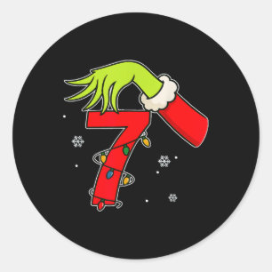 Spaß Nummer 7 Weihnachten 67 Sechs Sieben Meme Xma Runder Aufkleber