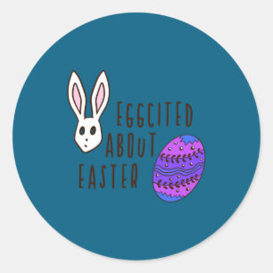 Spaß Ostern süß humorvoll eggcited über Ostern Wor Runder Aufkleber