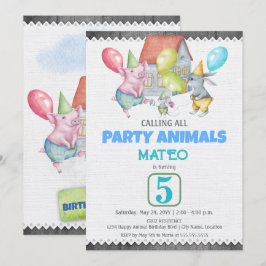 Spaß Party Tiere Geburtstag Einladung