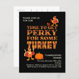 Spaß PERKY FÜR TÜRKEI Erntedank Dinner Black Einladungspostkarte